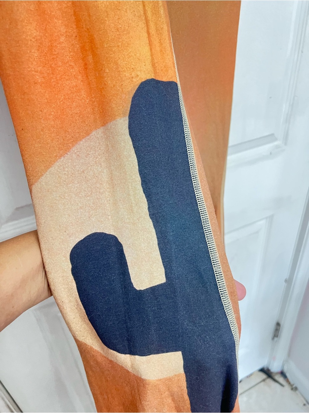teeki Burnt Orange Leggings with Beige Trim (Made of recycled water bottles) - Picture 11 of 12